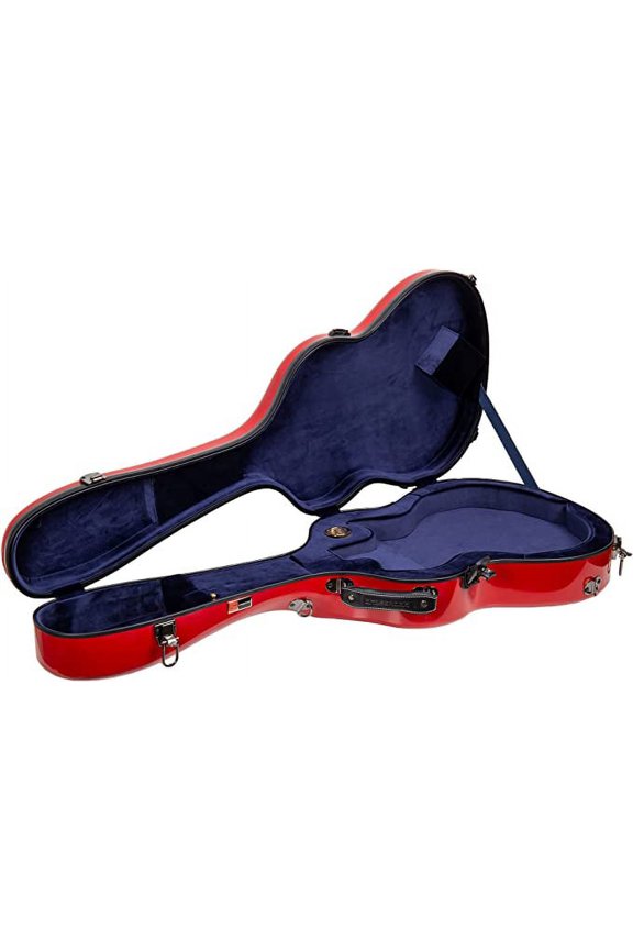 Hard Shell Fiberglass Case for Les Paul Guitar with Backpack Straps in Red