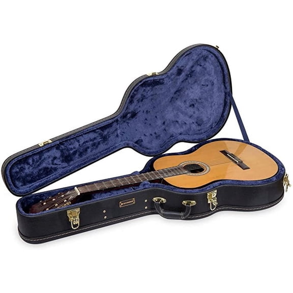 Crossrock Duty Wooden Case for 4/4 Classical Nylon String Acoustic Guitars, Black
