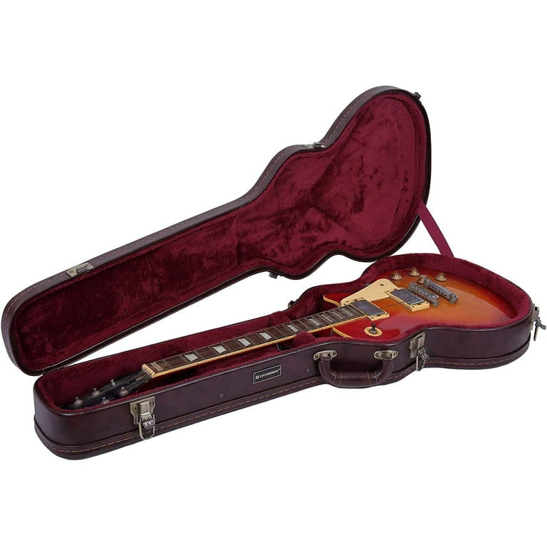 Crossrock Les Paul Electric Guitars Case with Semi vintage Look Arched Hardshell in Brown