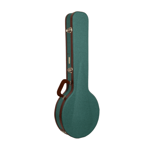 Crossrock Master Series - Wooden 12.5~13.5'' Openback styles of Banjos Case - Security Lock, Genuine Leather Handle, Reinforced Hardware, Metal Feet, Storage Space- Malachite Blue Tweed