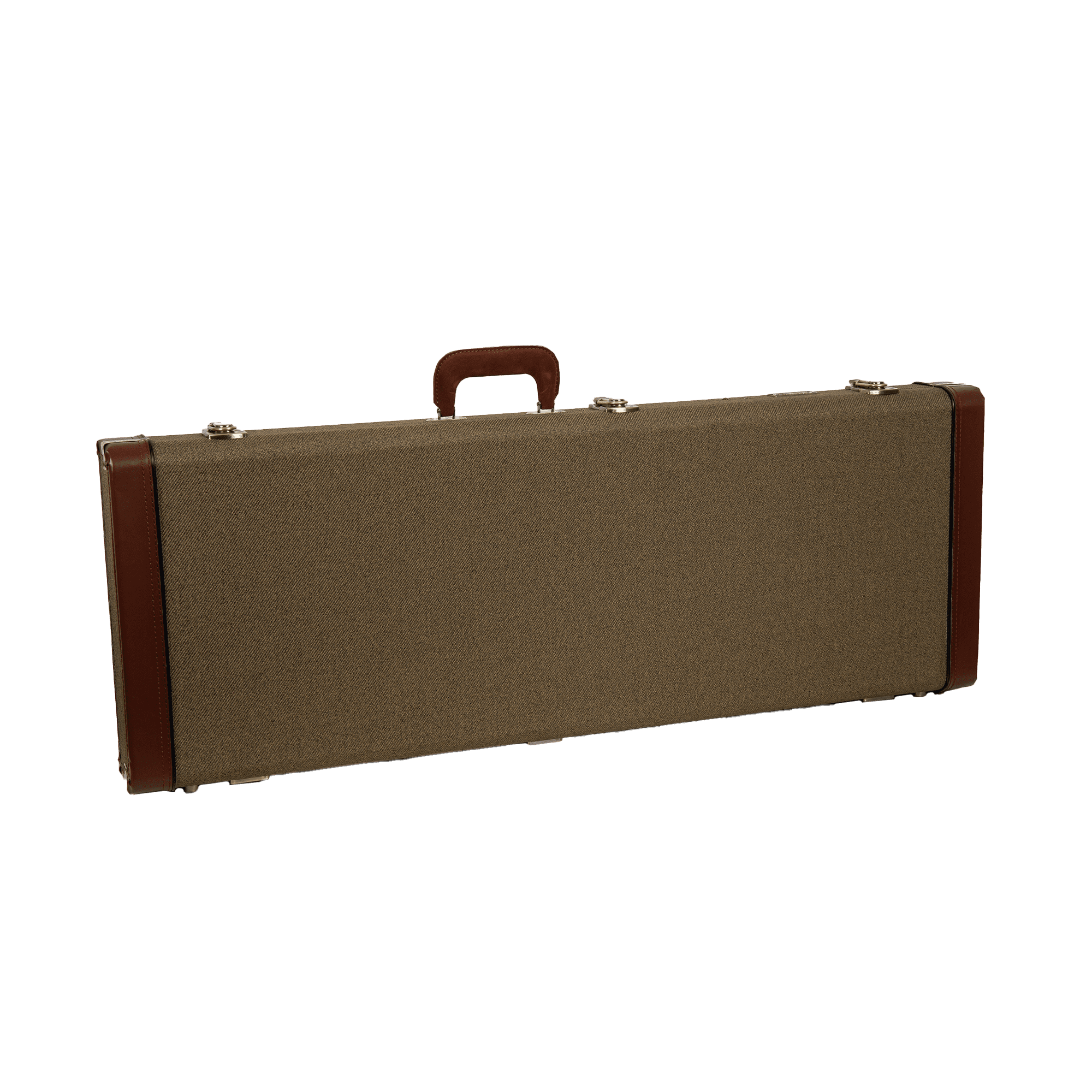 Crossrock Master Series - Wooden Telecaster&Stratocaster Electric Guitar Case - Security Lock, Genuine Leather Handle, Reinforced Hardware, Metal Feet, Storage Space- Olive Green Tweed