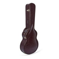 Crossrock Case-Hard-Shell Wooden Guitar Case-Fits OM/Martin 000-14 Fret Acoustic Guitars-Stainless Steel Latches，Sponge Lining, Metal Feet，Storage Space-Brown