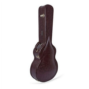 Crossrock Case-Hard-Shell Wooden Guitar Case-Fits OM/Martin 000-14 Fret Acoustic Guitars-Stainless Steel Latches，Sponge Lining, Metal Feet，Storage Space-Brown