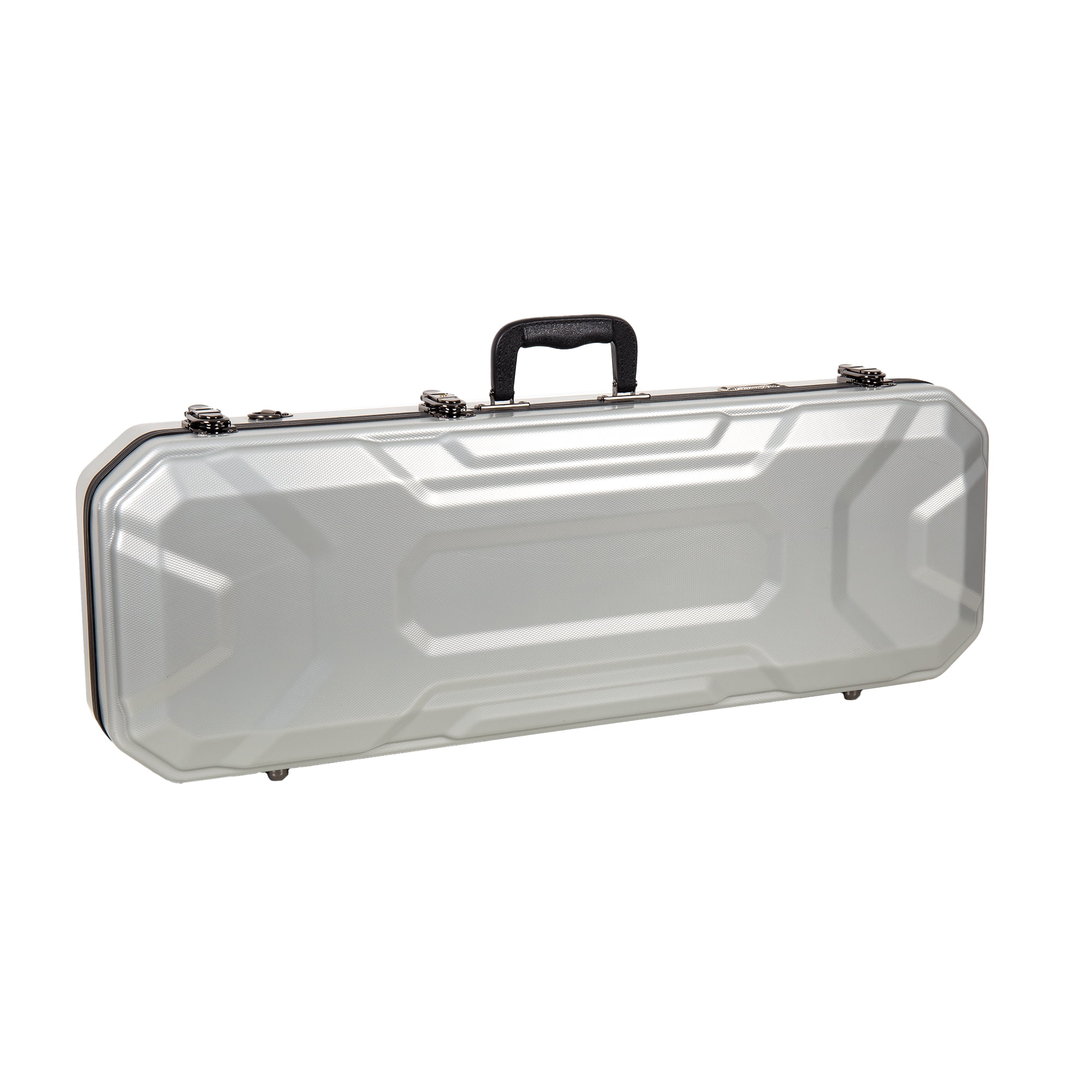 Crossrock Oblong Case fits 4/4 Full-Size Violin, Includes Interior Compartment, 2 Bow Holders, Security Lock, and Detachable Straps-Silver