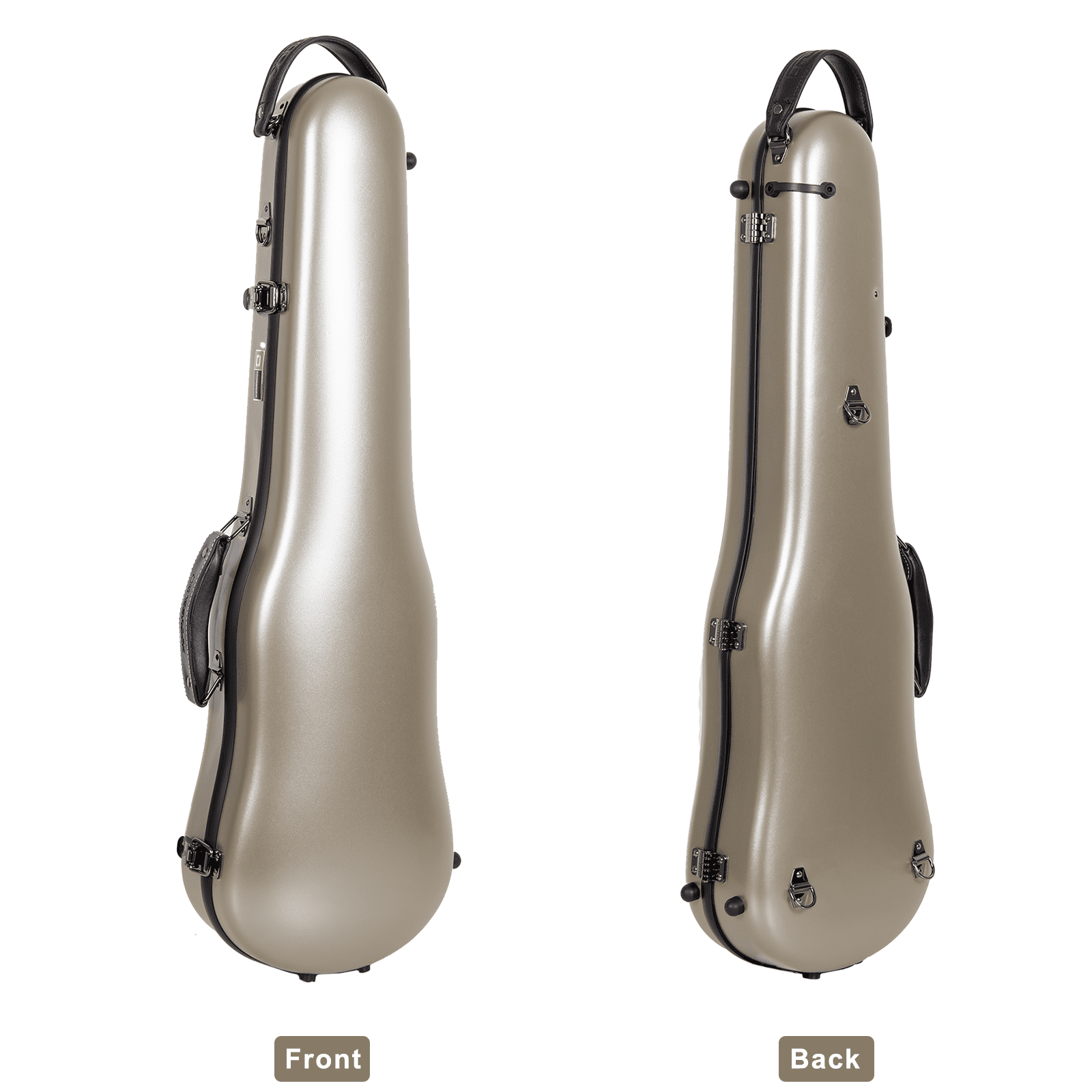 Crossrock Poly Carbon Shaped Case fits 4/4 Full-Size Violin, Includes Protective Blanket, Hygrometer, Accessory Pocket, Detachable Straps -Champagne