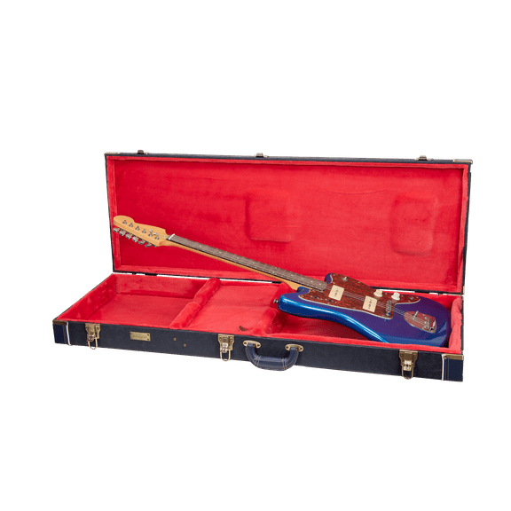 Crossrock Relief Series-Wooden For Jazzmaster/Jaguar Style Electric Guitars, With Highly Textured Surface, Mink Imitation Fleece, Stainless Steel Latches, Ocean Blue