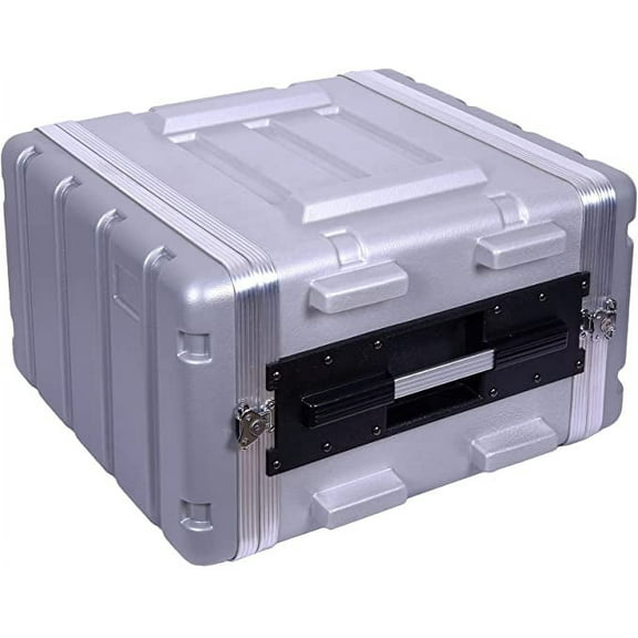 Crossrock Stackable 6U Rack Case, Strong Molded with Heavy Duty Hardware, Standard 19.25” Depth-Silver