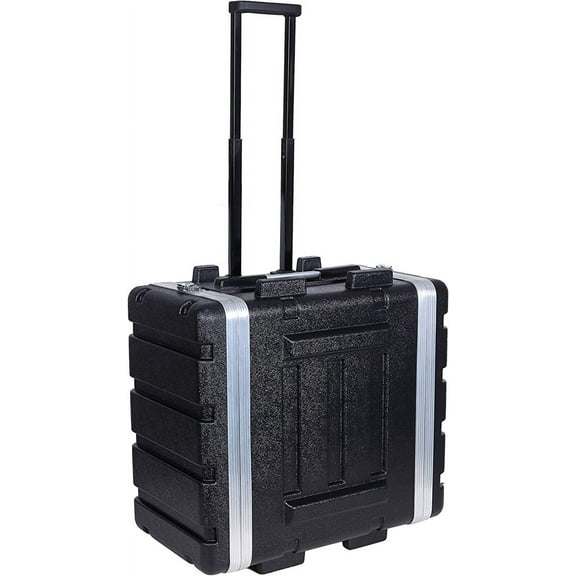Crossrock Stackable Rack Case with Wheels fits 5U-Standard, 19.25 Depth, Polyethylene Hard-Shell Construction with Heavy Duty Hardware-Black