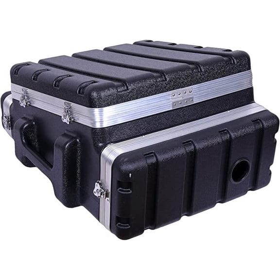 Crossrock Strong ABS Molded Slant-Top Console Rack Hard Case; 10U Top and 8U Side