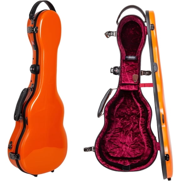Crossrock Tenor Ukulele Case, Fits Up to 27 Inches | 100% Fiberglass Hardshell with Brand Latches, TSA Lock, Accessory Compartment, and Detachable Straps-Orange