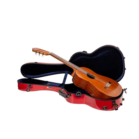 Crossrock Torres Classical Guitar Case, Fiberglass Hardshell with Accessory Compartment, Backpack Straps, TSA Lock-Red