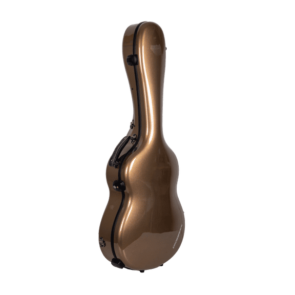 Crossrock Ultra-Light Fiberglass Case-Fits 4/4 Classical Guitar, Includes Protective Cover, Interior Compartment, TSA Lock-Gold