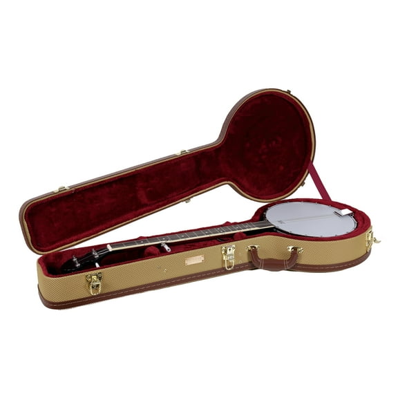 Crossrock Wood Case for 12.5'' Openback Banjos-Vinyl Tweed