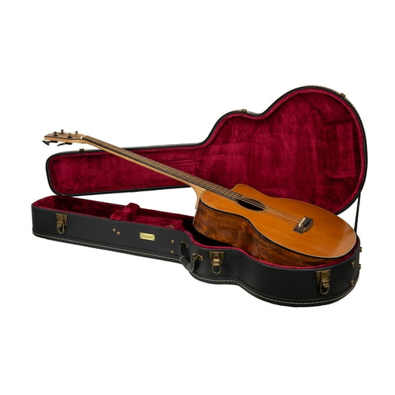 Crossrock Wooden Case-Fits Acoustic Bass Guitar-Vintage Hardware, Sponge Lining, Metal Feet, Storage Space-Black (CRW520ABBK)