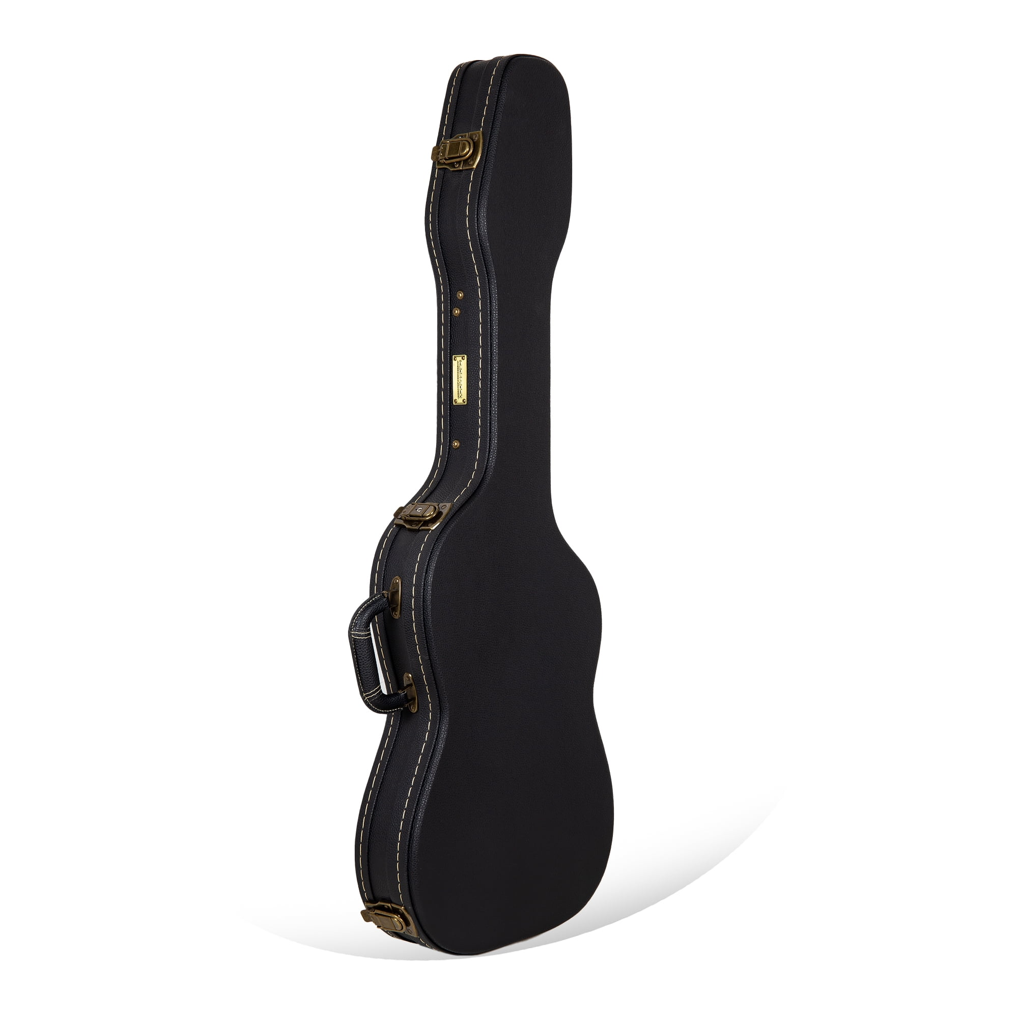 Crossrock Wooden Guitar Case -Fits Telecaster and Stratocaster Styles of Guitars -Vintage Hardware, Sponge Lining, Metal Feet, Storage Space-Black
