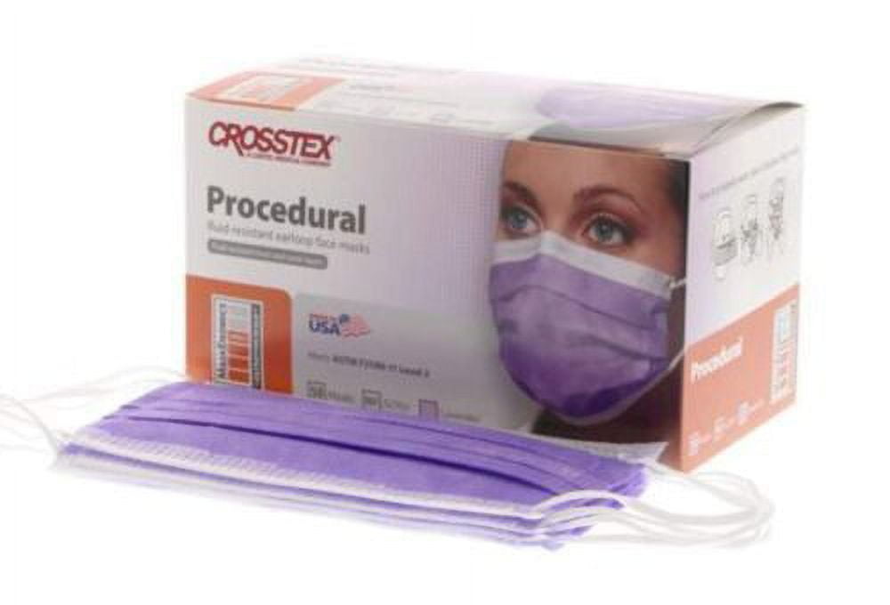 Crosstex GCPLV Procedural Earloop Face Masks Fluid Resistant Lavender