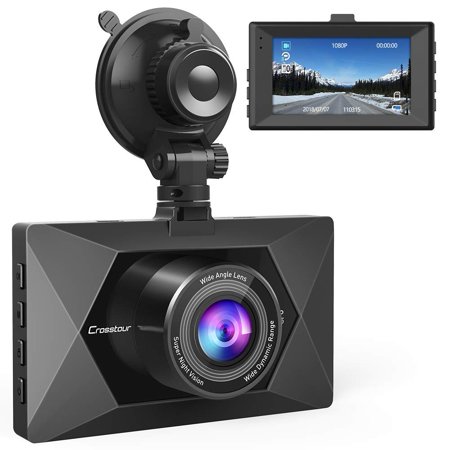 Crosstour Dash Cam 1080P FHD Mini in Car Dashboard Camera with Park Mode, G Sensor, F1.8 Super Big Aperture, 3 Inch LCD, 170°Wide Angle, HDR, Motion Detection, Loop Recording