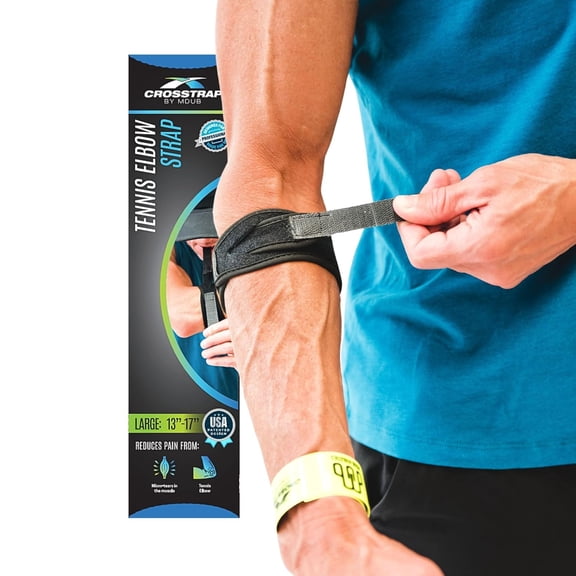 CROSSTRAP Elbow Compression Strap, Large Tennis & Golfers Elbow Support Brace for Tendonitis Relief, Men & Women