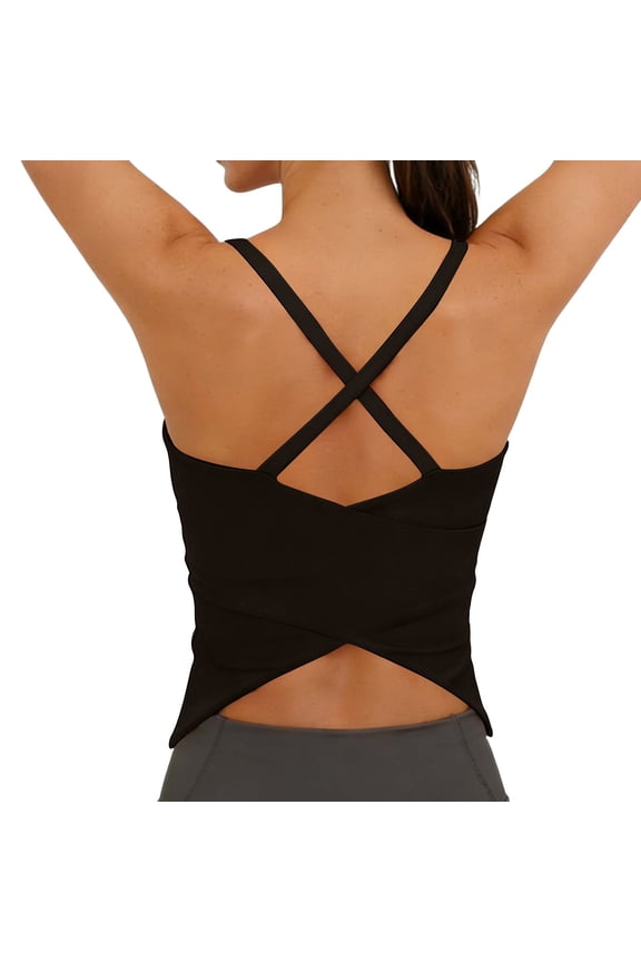 Crossvver Back Athletic Tank Tops for Women Summer Stretch Sleeveless Workout Running Casual Crop Tee Shirts