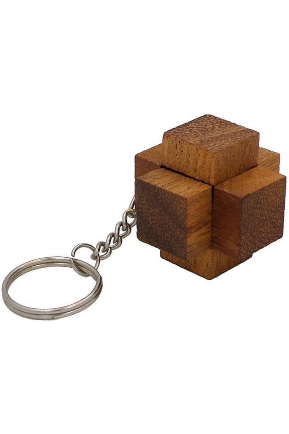 Crosswood Key Chain - Wooden Puzzle Brainteaser