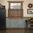thumbnail image 1 of VHC Brands Crosswoods Plaid Cotton Primitive Kitchen Curtains Rod Pocket Hanging Loops 24x36 Tier Pair, Natural Tan, 1 of 4