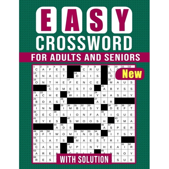 Crossword For Adults And Seniors - Easy Puzzles: large Print Crossword Puzzles Book For Adults And Seniors With Solution, (Paperback)