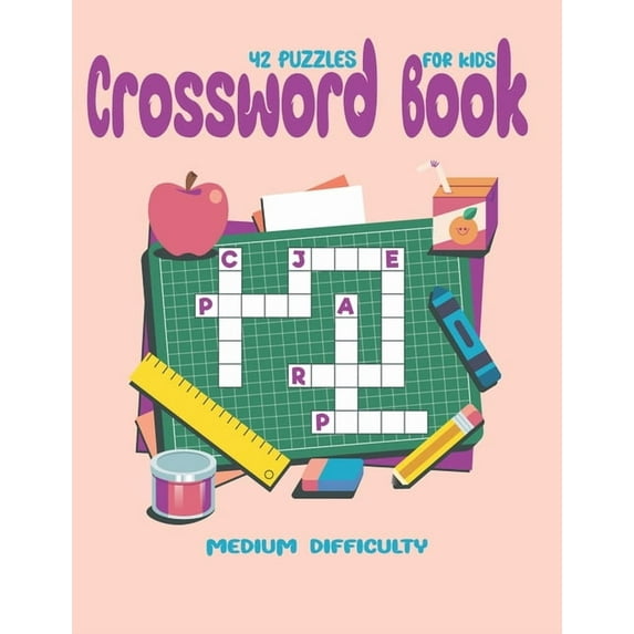 Crossword Books ( 42 Puzzles ) For Kids Medium Difficulty: Puzzles Brain for Men, Women Adult & Seniors! Medium Difficul, (Paperback)
