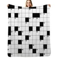 thumbnail image 1 of Crossword Empty Boxes Pattern Flannel Blanket Warm Soft Bedding Throws Winter Camping Chair Sofa Bed, 1 of 6