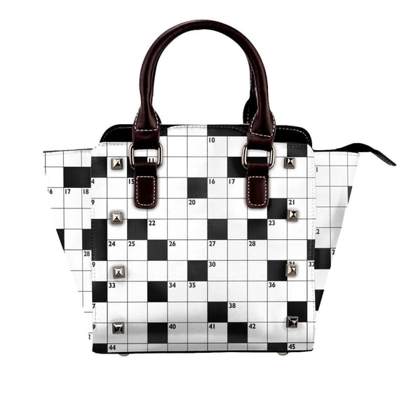 Crossword Empty Boxes Pattern Rivet Fashion One-Shoulder Women's Handbag Tote Bag