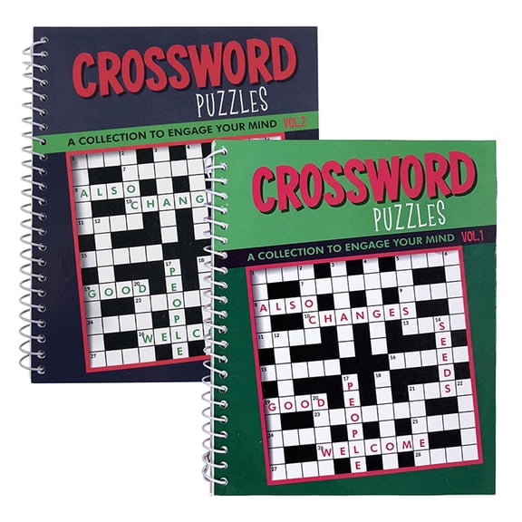 Crossword Puzzle Books, 8" x 5" Digest Size 2 Titles, Word Search Find, 2-Pack