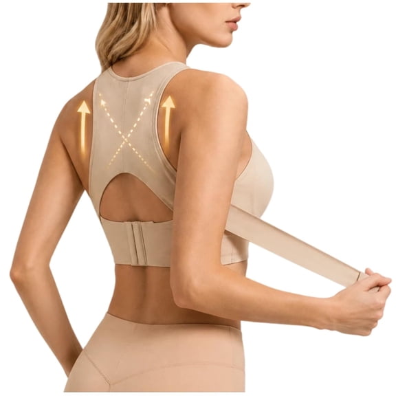 CrossyBra - CrossyBra Back Support, Cross Back Front Closure Wireless Posture Support Bra