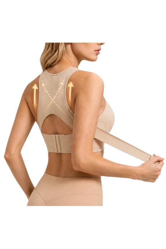 CrossyBra - CrossyBra Back Support, Cross Back Front Closure Wireless Posture Support Bra