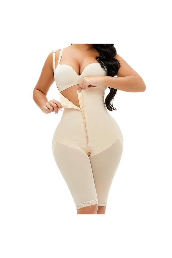 Crotchless Full Body Shaper with Zipper Underbust Butt Lift Shapewear for Women Tummy Control Open Bust Shapers