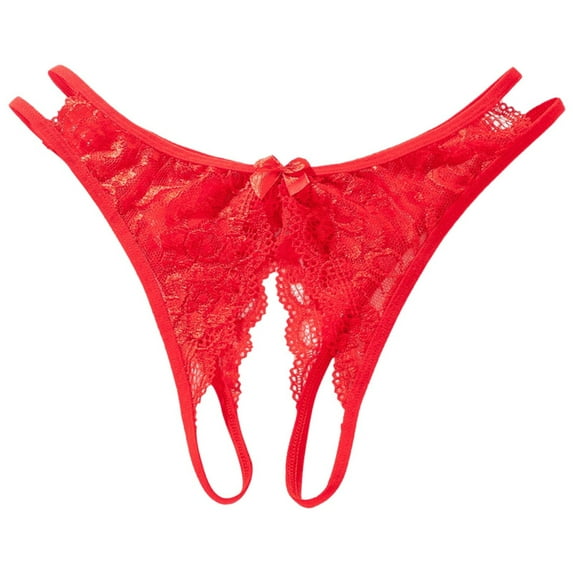 Crotchless Lingerie 1 pc Red Lace Underwear Underwear Women Thongs See Through Panties M