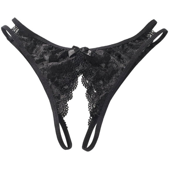 Crotchless Lingerie 1PC Black Lace Thongs Women Thongs Underwear Cute Underwear L