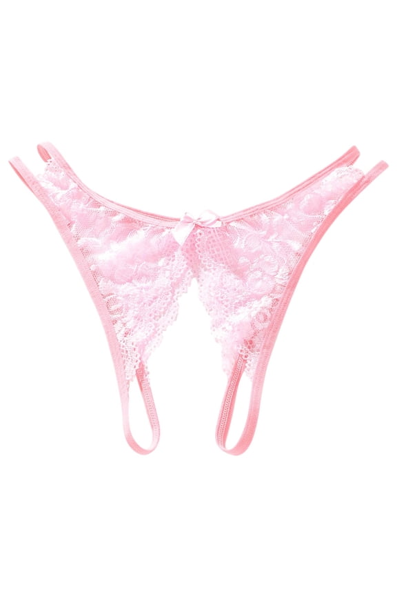 Crotchless for Women Pink Lace Thongs Womens Thong Underwear Lace Underwear for Women M