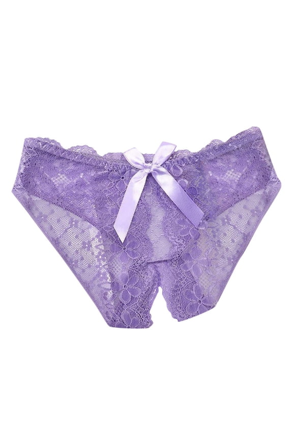 Womens Crotchless Pantie 1 Piece Rose Gold Lace Underwear Funny Thongs Naughty Panties For Women M