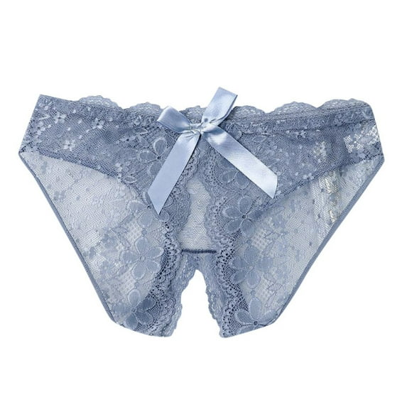 Crotchless Underwear for Women 1 pc Grey Lace Thongs Funny Thong Women'S Exotic Underwear M