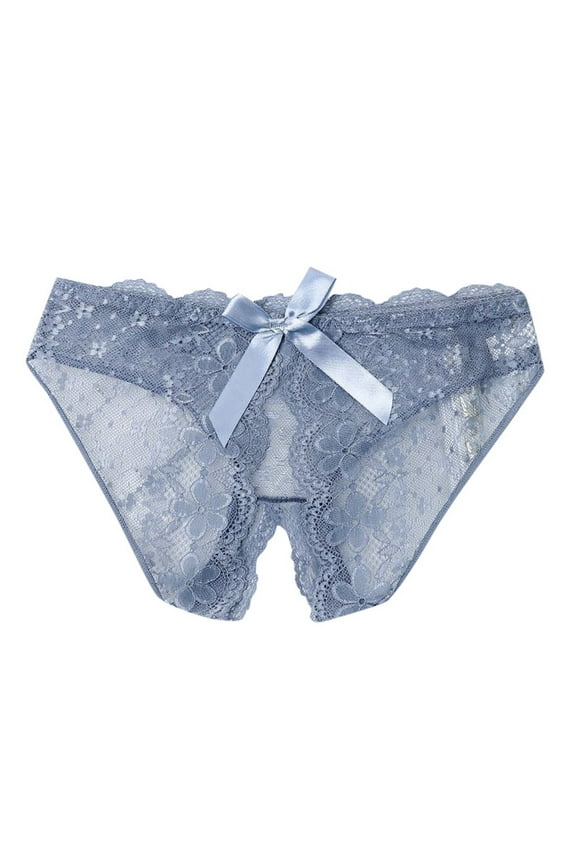 Crotchless Underwear for Women 1 pc Grey Lace Thongs Funny Thong Women'S Exotic Underwear M