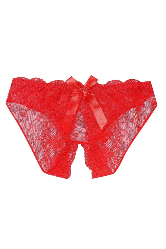 Crotchless Panty for Women 1 Piece Red Lace Underwear Funny Women Thongs Cute Underwear L
