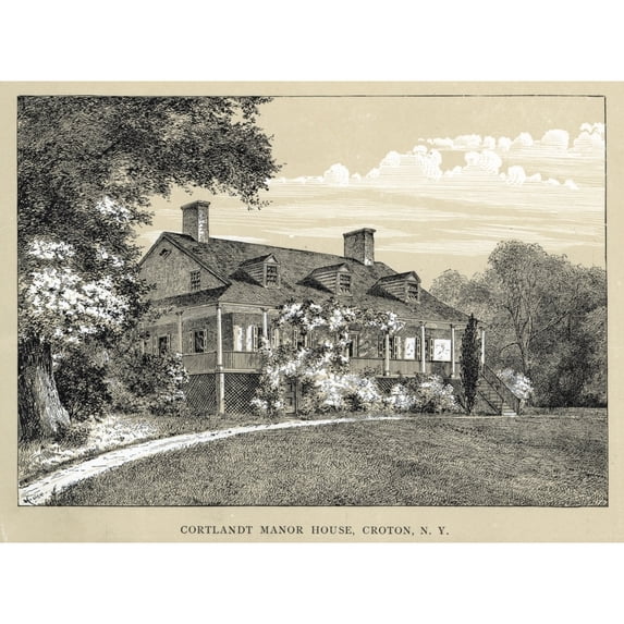 Croton Cortlandt Manor. Nthe Van Cortlandt Manor House In Croton New York. Engraving 1878. Poster Print by