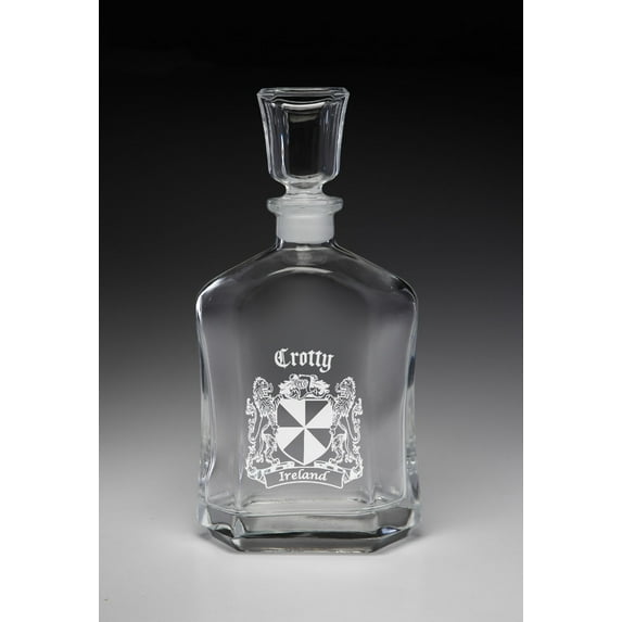 Crotty Irish Coat of Arms Whiskey Decanter (Sand Etched)