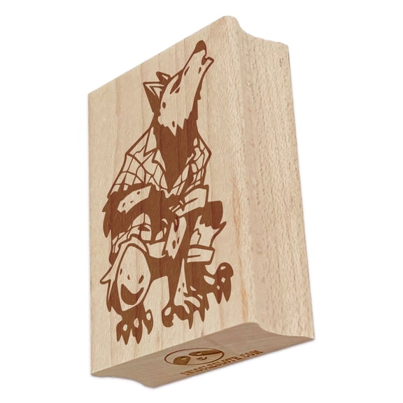 Crouched Howling Werewolf Monster Rectangle Rubber Stamp Stamping Scrapbooking Crafting - Small 1.7in