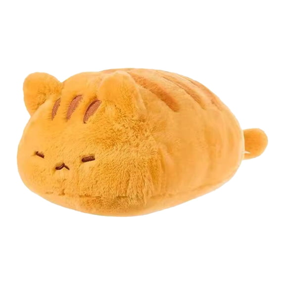 Crouching Cat Plush – Soft Ginger Cat Stuffed Animal with High-Elastic PP Cotton – Kawaii Cat Pillow for Relaxation, Nap, Home Decor – Yellow