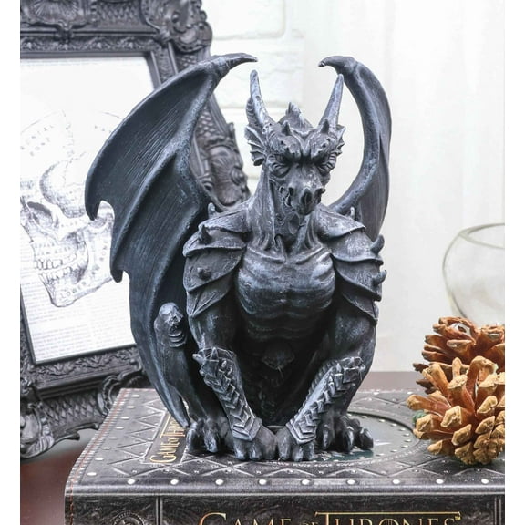 Crouching Gothic Winged Dragon Guardian Chimera Gargoyle Decorative Figurine