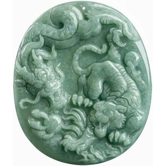 Crouching Tiger, Hidden Dragon: Men's Exquisite Natural Jade Necklace - A Majestic Symbol of Power and Mystery - Beautiful Jewelry Gift for the Gentleman
