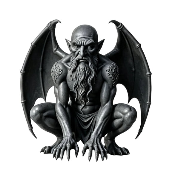 Crouching Winged Gargoyle Resin Figurine Set, Gothic Demon Statue 4 Styles for Halloween Party Home Decor, Spooky Dark Tabletop Ornament Gift