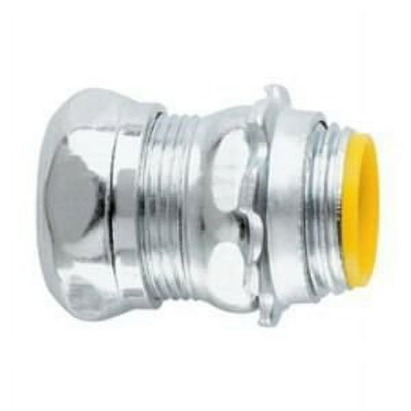 Crouse-Hinds 1651 Zinc Plated Steel Insulated EMT Compression Straight Connector 3/4 Inch