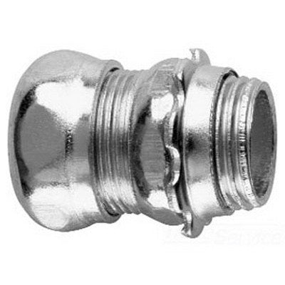 Crouse-Hinds 651S Zinc Plated Steel Non-Insulated EMT Compression Straight Connector 3/4 Inch