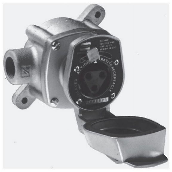 Crouse-Hinds CPS121, 20A, 3Pole 2Wire, Aluminum, Pin and Sleeve Receptacle, 1 pc